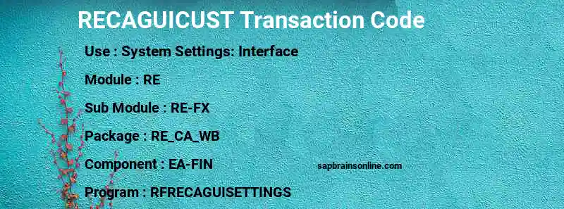 SAP RECAGUICUST transaction code