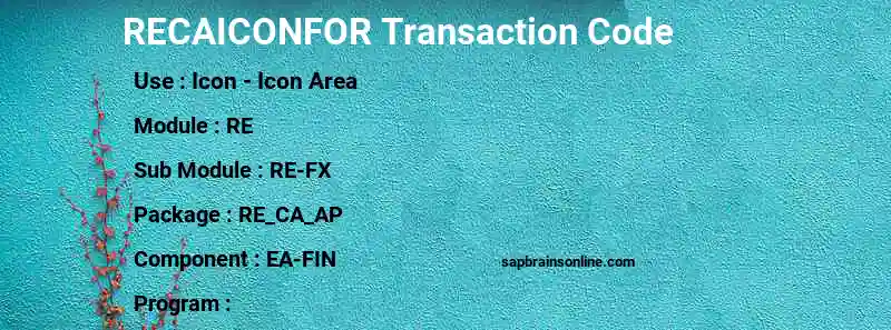 SAP RECAICONFOR transaction code