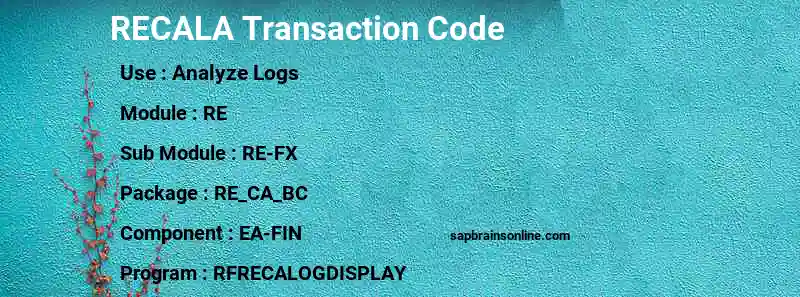 SAP RECALA transaction code