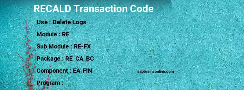 SAP RECALD transaction code