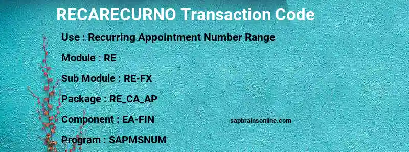 SAP RECARECURNO transaction code