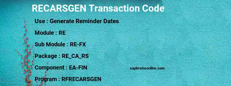 SAP RECARSGEN transaction code