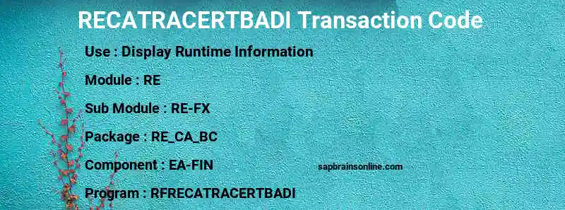SAP RECATRACERTBADI transaction code