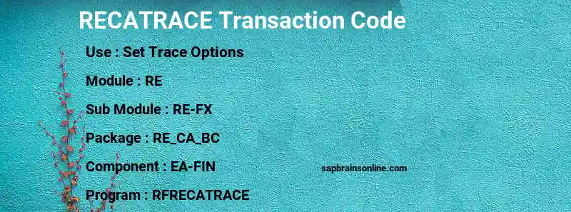 SAP RECATRACE transaction code