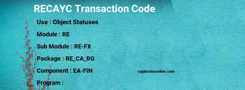 SAP RECAYC transaction code