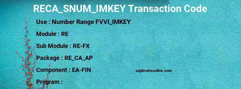 SAP RECA_SNUM_IMKEY transaction code