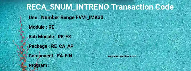 SAP RECA_SNUM_INTRENO transaction code