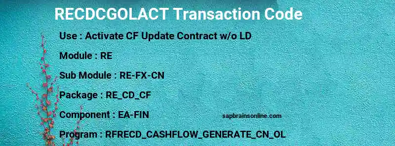 SAP RECDCGOLACT transaction code