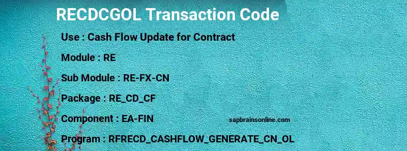 SAP RECDCGOL transaction code