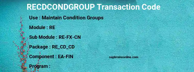 SAP RECDCONDGROUP transaction code