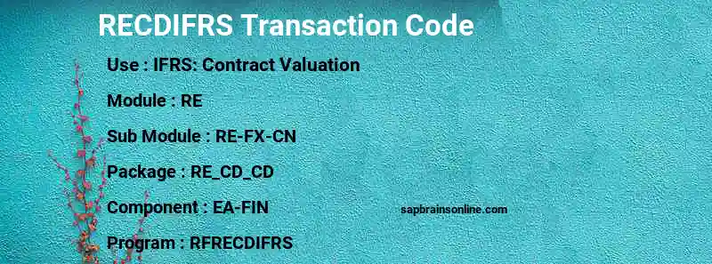 SAP RECDIFRS transaction code