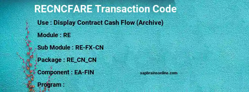 SAP RECNCFARE transaction code