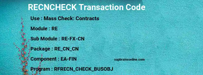 SAP RECNCHECK transaction code