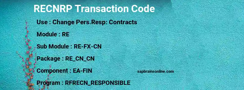 SAP RECNRP transaction code