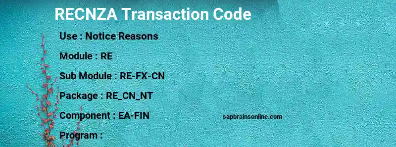 SAP RECNZA transaction code