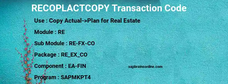 SAP RECOPLACTCOPY transaction code
