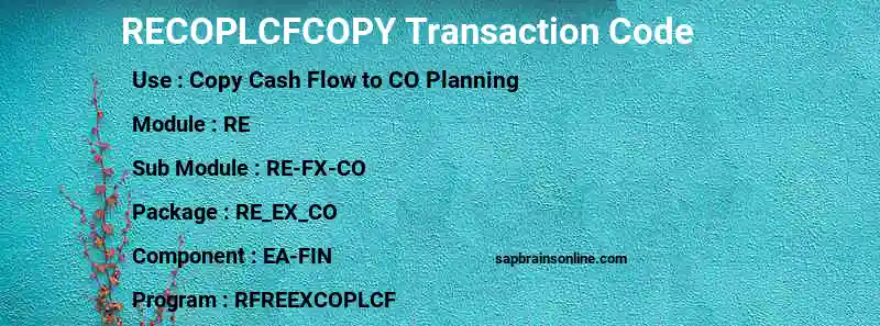 SAP RECOPLCFCOPY transaction code