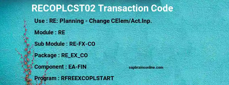 SAP RECOPLCST02 transaction code