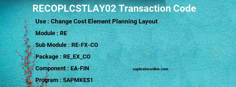 SAP RECOPLCSTLAY02 transaction code