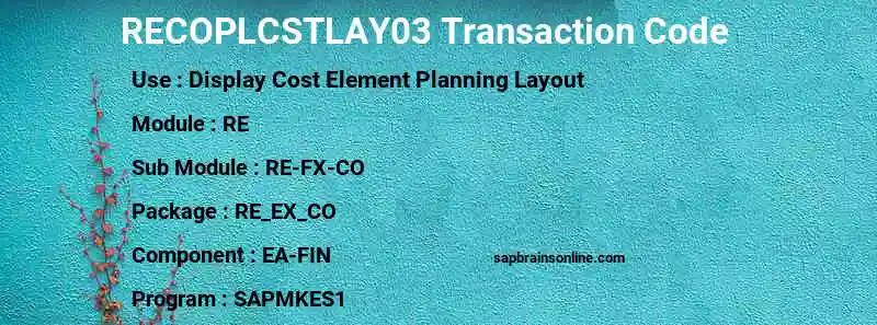 SAP RECOPLCSTLAY03 transaction code