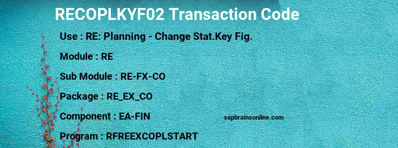 SAP RECOPLKYF02 transaction code
