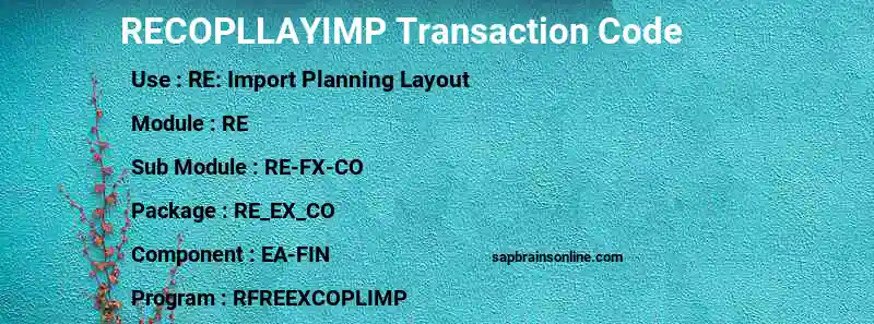 SAP RECOPLLAYIMP transaction code