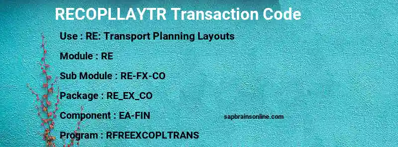 SAP RECOPLLAYTR transaction code