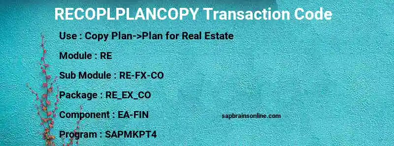 SAP RECOPLPLANCOPY transaction code