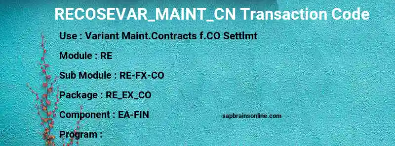SAP RECOSEVAR_MAINT_CN transaction code