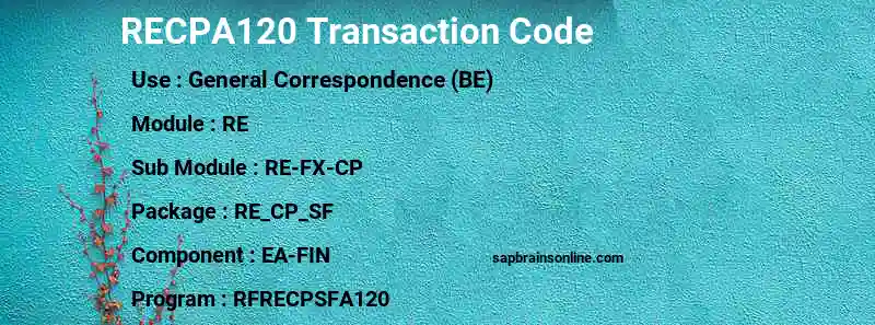 SAP RECPA120 transaction code