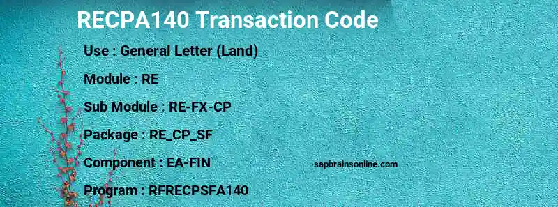 SAP RECPA140 transaction code