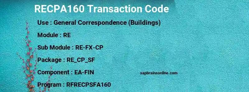 SAP RECPA160 transaction code