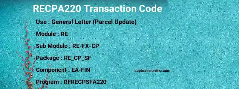 SAP RECPA220 transaction code