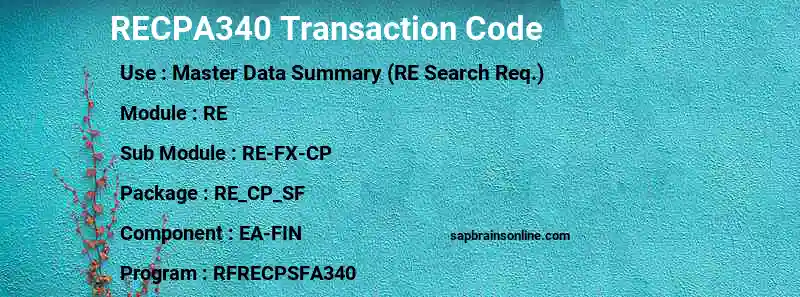 SAP RECPA340 transaction code