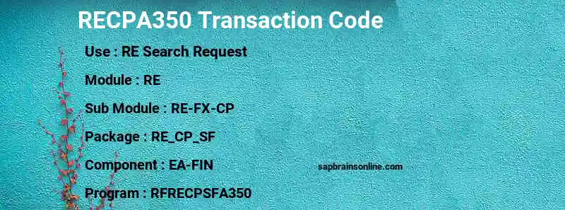 SAP RECPA350 transaction code