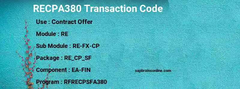 SAP RECPA380 transaction code