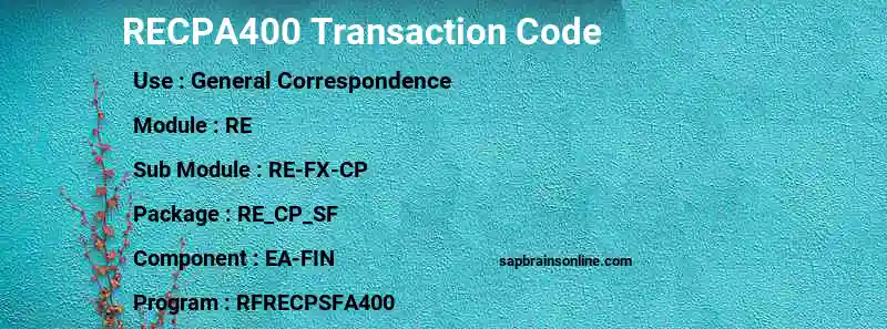 SAP RECPA400 transaction code