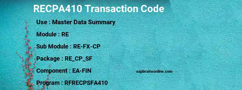 SAP RECPA410 transaction code