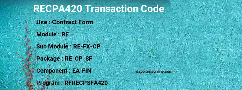 SAP RECPA420 transaction code