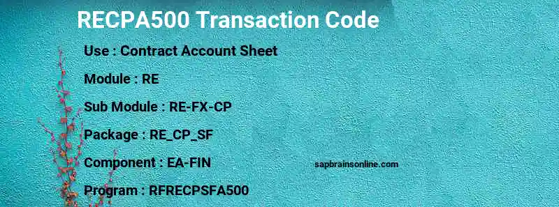 SAP RECPA500 transaction code