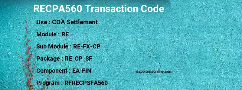 SAP RECPA560 transaction code