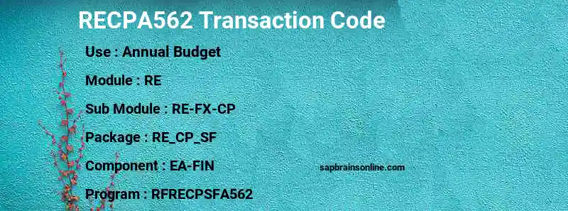 SAP RECPA562 transaction code