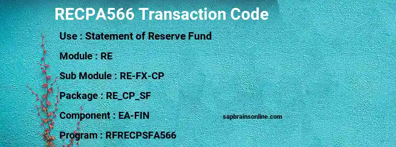 SAP RECPA566 transaction code