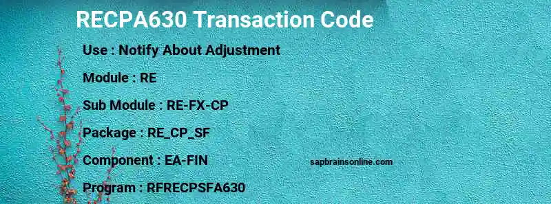 SAP RECPA630 transaction code