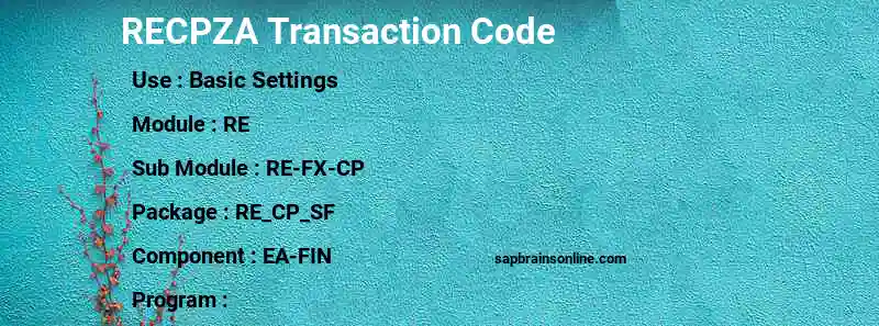 SAP RECPZA transaction code
