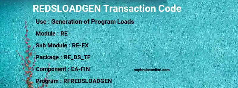 SAP REDSLOADGEN transaction code