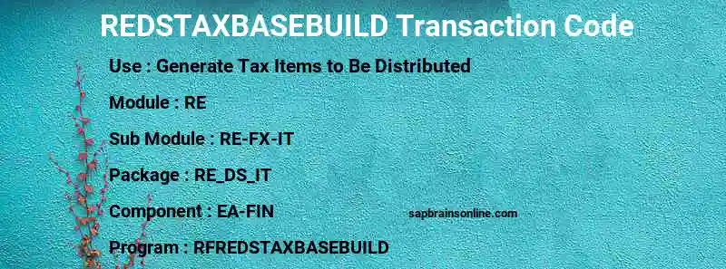 SAP REDSTAXBASEBUILD transaction code