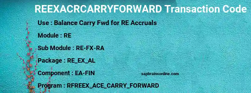 SAP REEXACRCARRYFORWARD transaction code