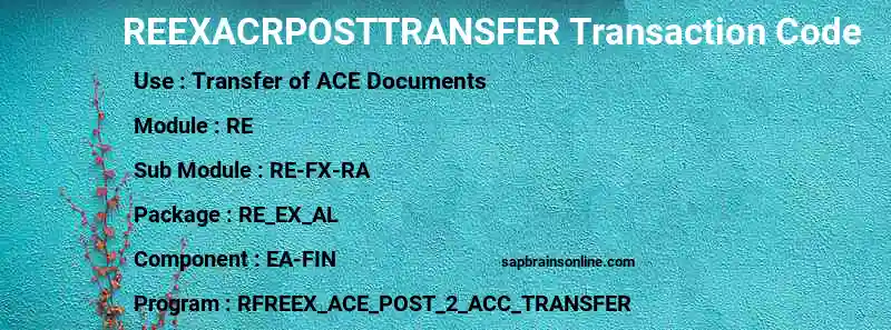 SAP REEXACRPOSTTRANSFER transaction code