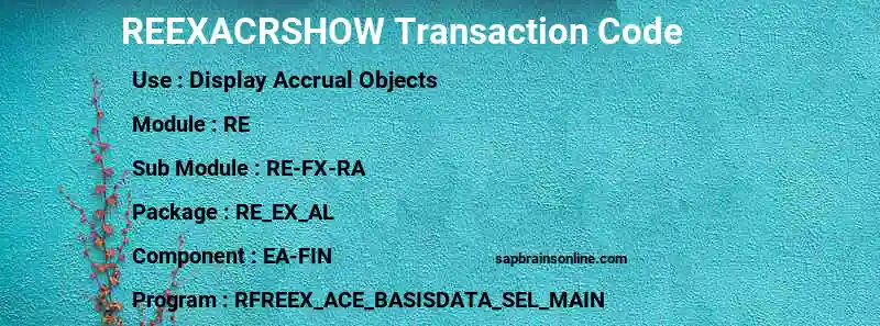 SAP REEXACRSHOW transaction code